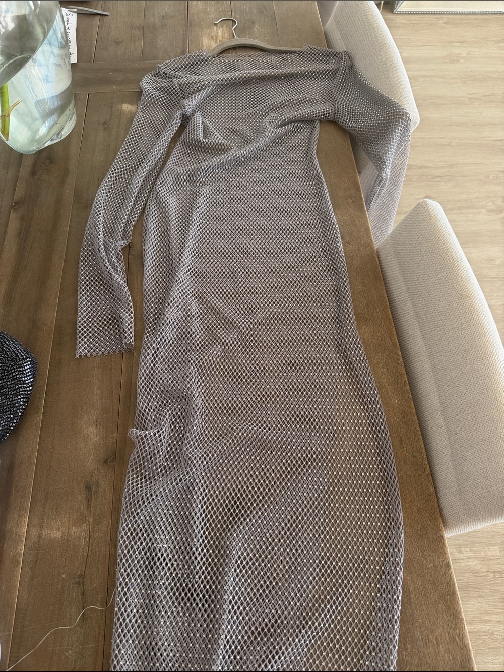 Zara Long Sleeve Mesh Maxi Dress - Gray Taupe
